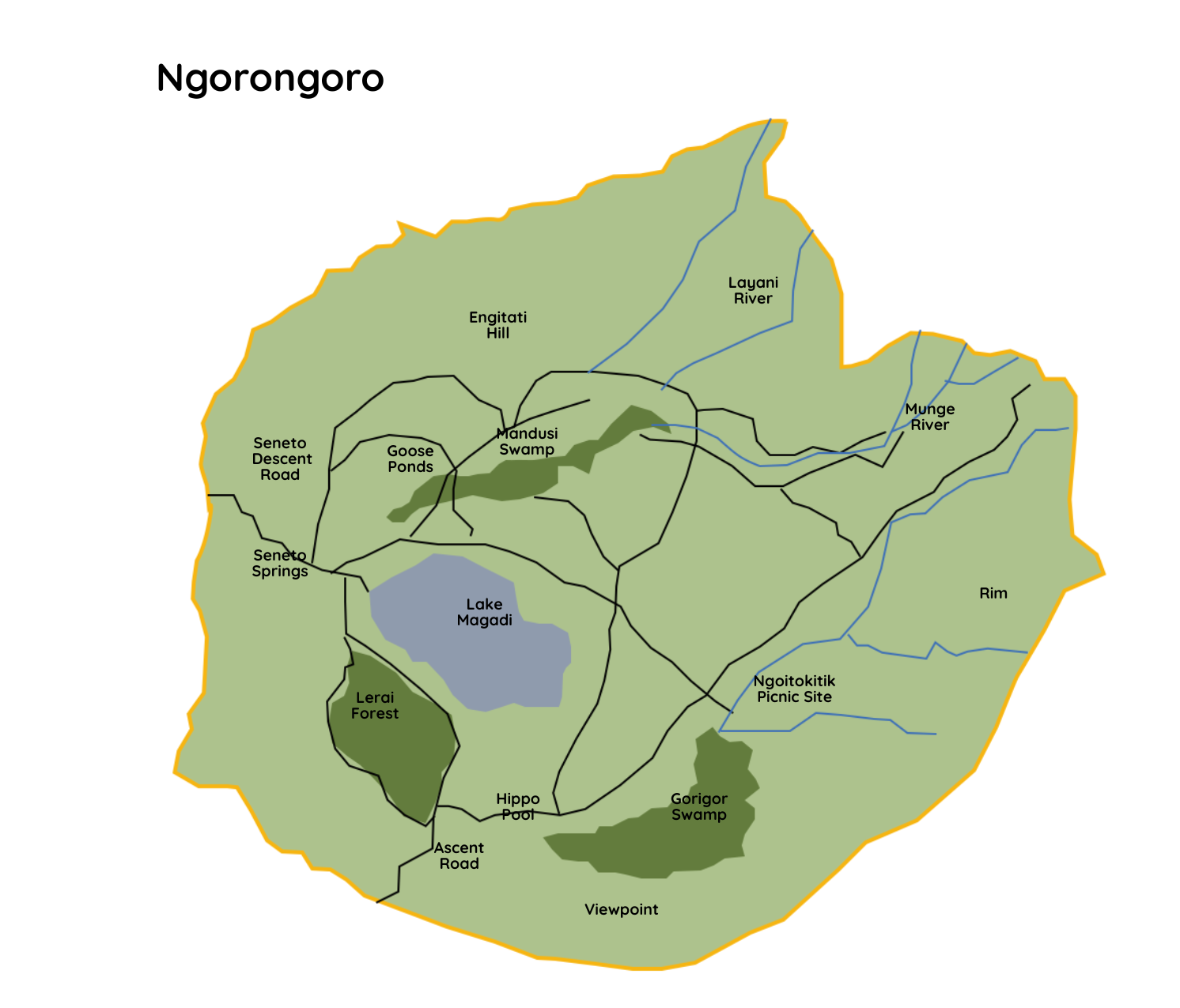 Ngorongoro Crater Map